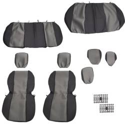 Set huse auto PLUS, 5 locuri, 2 cu 3, Dacia Logan 1, negru cu gri, fagure, DLZ55 Dealiz