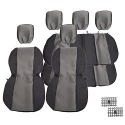 Set huse auto PLUS, 5 locuri, 2 cu 3, Dacia Logan 1, negru cu gri, fagure, DLZ55 Dealiz