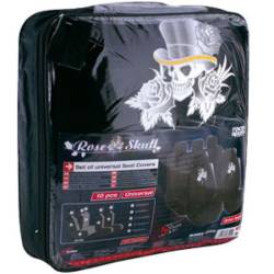Set 11 bucati huse auto poliester cu airbag negre Rose & Skull FUN885F Sumex 