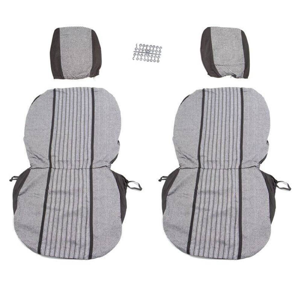 Set huse auto, 2 locuri, stofa, negru cu gri, DLZ10, Dealiz 