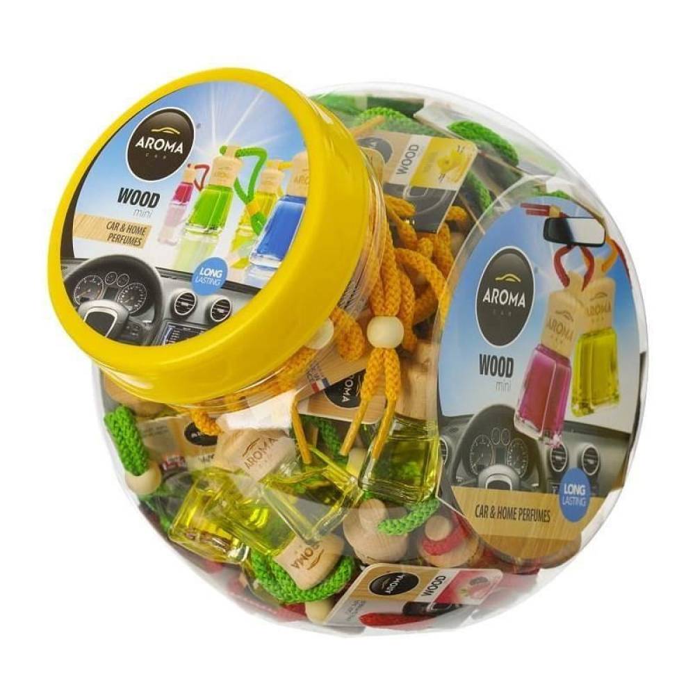 Odorizant sticluta cu lemn, borcan 60 bucati, Wood Mini, AROMACar Pl Odorizant sticluta cu lemn, borcan 60 bucati, Wood Mini, AROMACar Pl