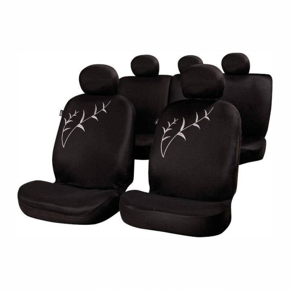 Set 4 huse auto poliester cu airbag, negre Tallo FUN826N RaceSport