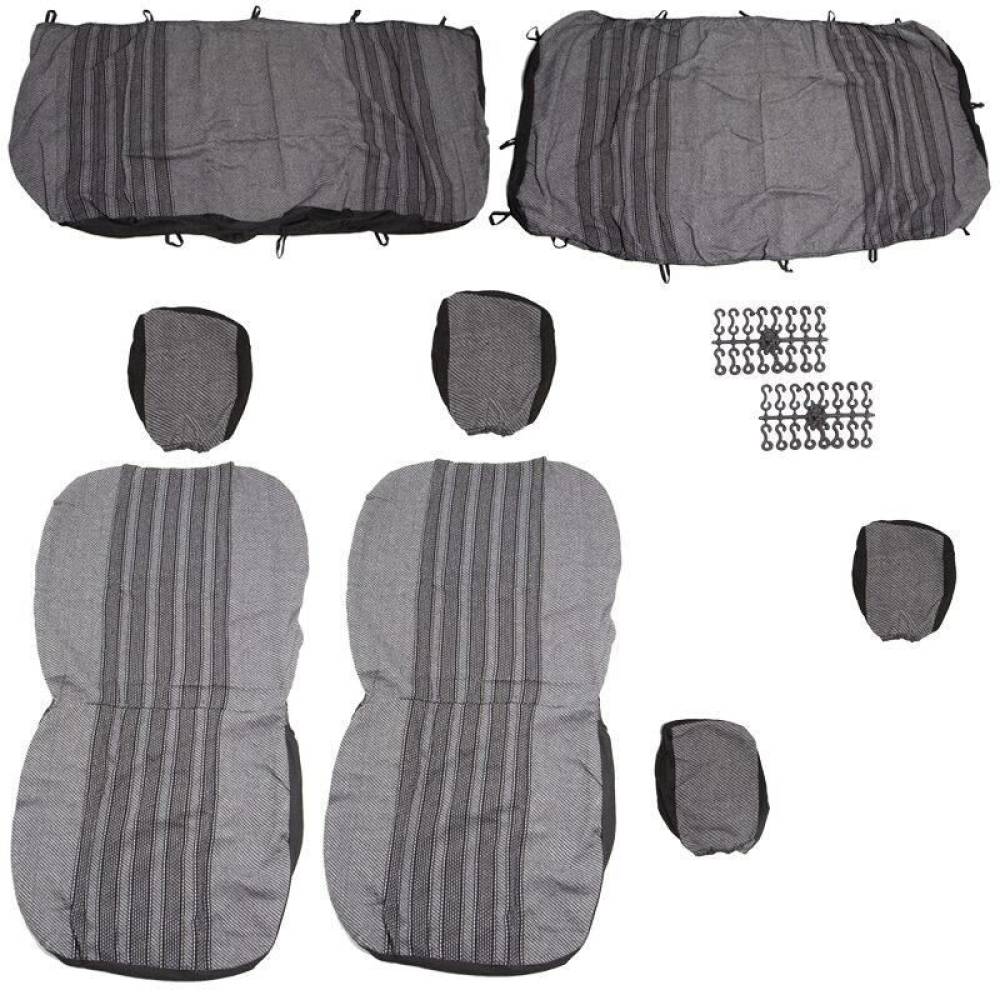 Set huse auto stofa, universale, negru, alb cu gri, DLZ53 Dealiz 