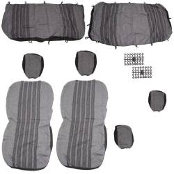 Set huse auto stofa, universale, negru, alb cu gri, DLZ53 Dealiz 