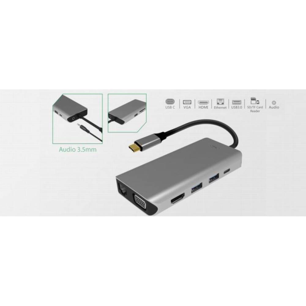 Adaptor multiport USB-C-->HDMI, Vga, 3xUSB PNI-MP10