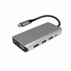 Adaptor multiport USB-C-->HDMI, Vga, 3xUSB PNI-MP10