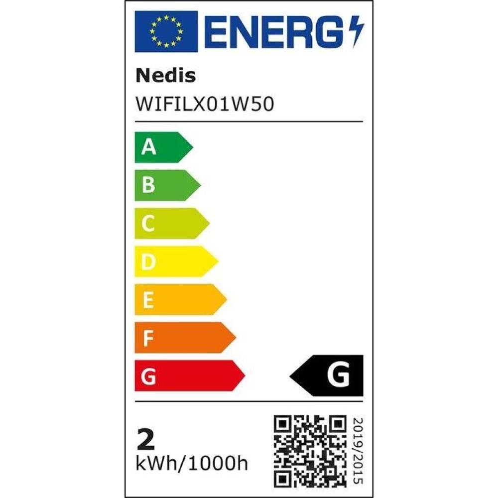 Ghirlanda decorativa Smart Wi-Fi cu 50 LED-uri, lumina alba calda, 5m Nedis,  WIFILX01W50