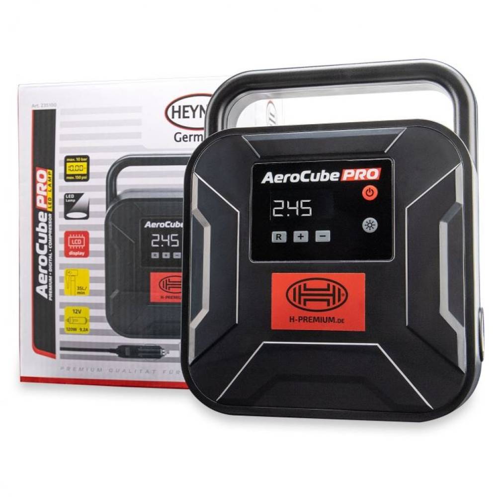 Compresor aer digital 12V, 10bar, cu lanterna si husa, AeroCube Pro Compresor 235.10 Heyner Compresor aer digital 12V, 10bar, cu lanterna si husa, AeroCube Pro Compresor 235.10 Heyner
