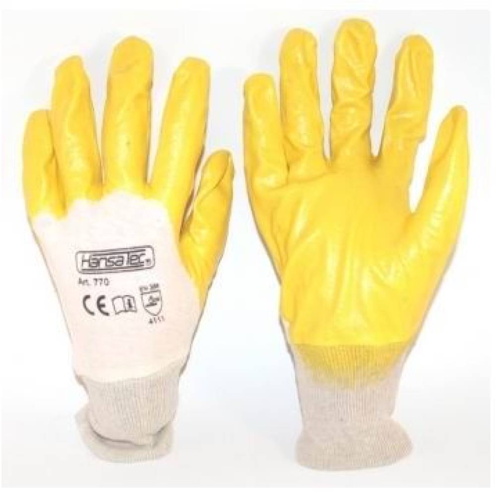 Manusi din tricot alb cu latex striat, portocalii, 4111/ 486.10/ ULITH 805.535