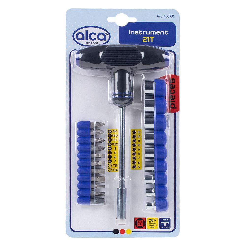 Surubelnita cu maner T cu magnet, biti si tubulare ALCA 453.100 Surubelnita cu maner T cu magnet, biti si tubulare ALCA 453.100