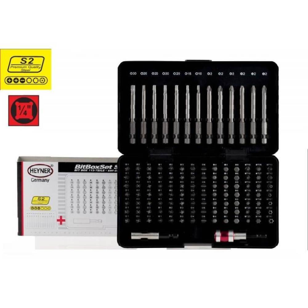 Trusa biti 113 piese (hexagonale, torx) Bit Box Set 337.20 Heyner