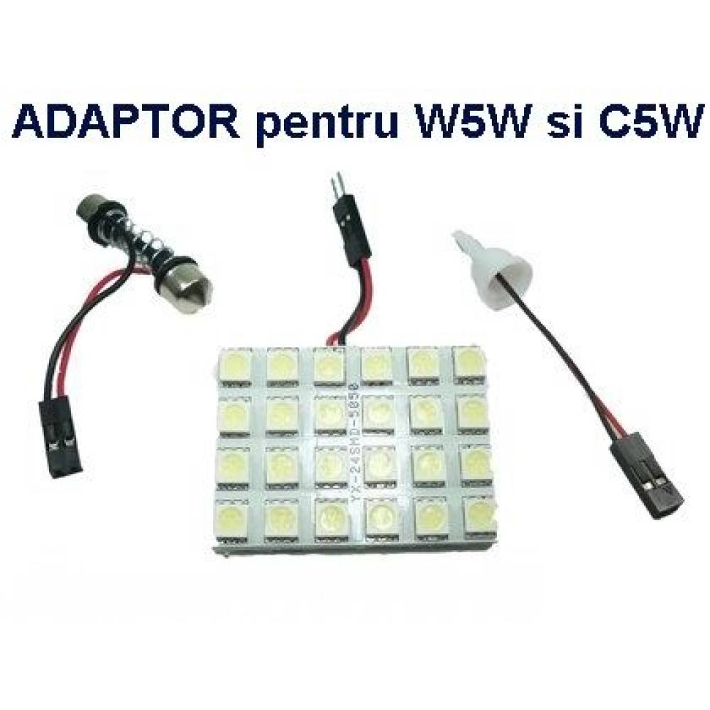 Bec cu Led cu 3 adaptoare pentru dulii: T10, Sofit, BA9S, 50x35mm, LD501