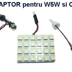 Bec cu Led cu 3 adaptoare pentru dulii: T10, Sofit, BA9S, 50x35mm, LD501