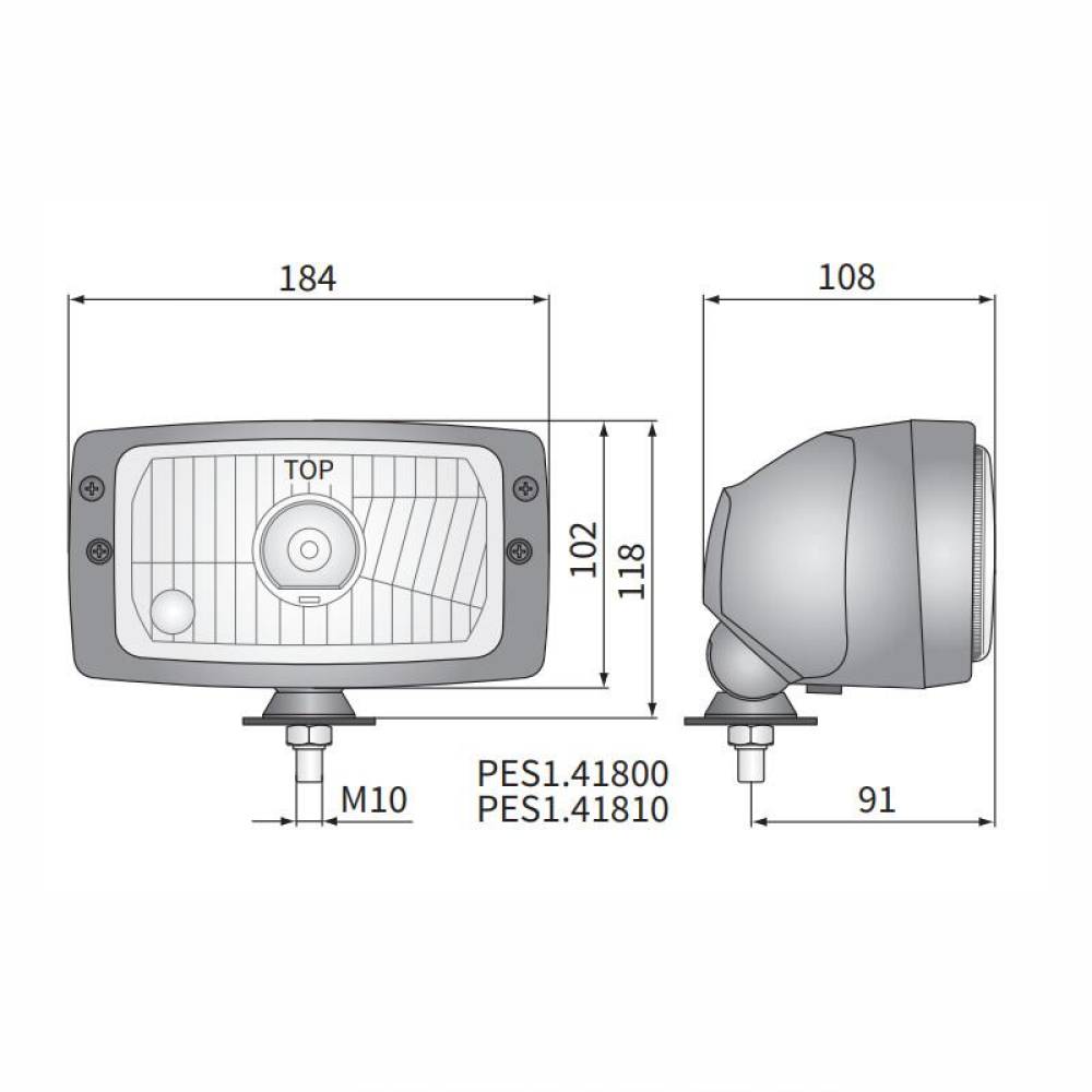 Far cu pozitie, 184x102, cu bec H4, 12-24V, PES1.41810 Wesem