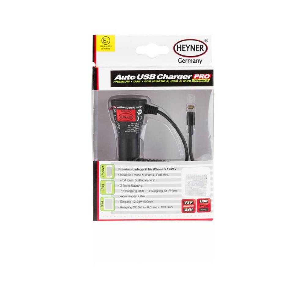 Incarcator auto telefon Iphone cu USB, 12/24V, 511.71 Heyner Incarcator auto telefon Iphone cu USB, 12/24V, 511.71 Heyner