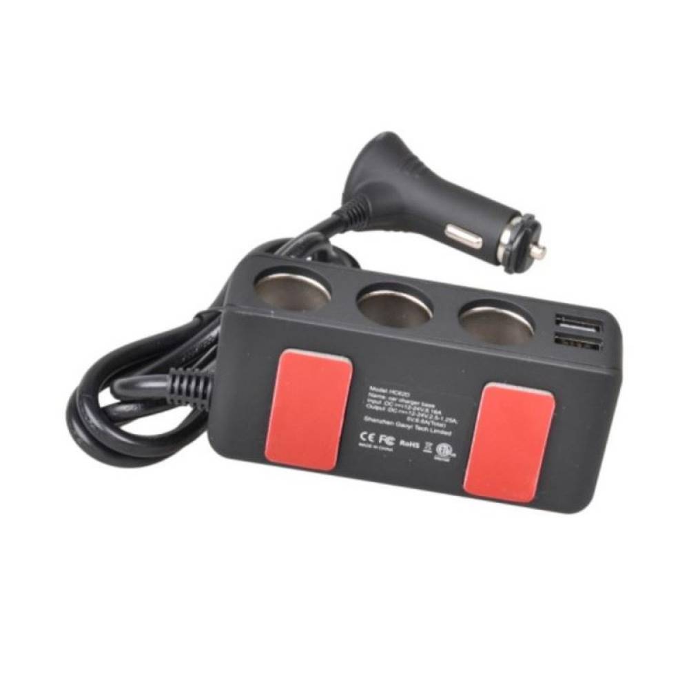 Stecher cu 3 prize si  4 USB, 12/24V, cu tester voltmetru LED,, 0375 Automax