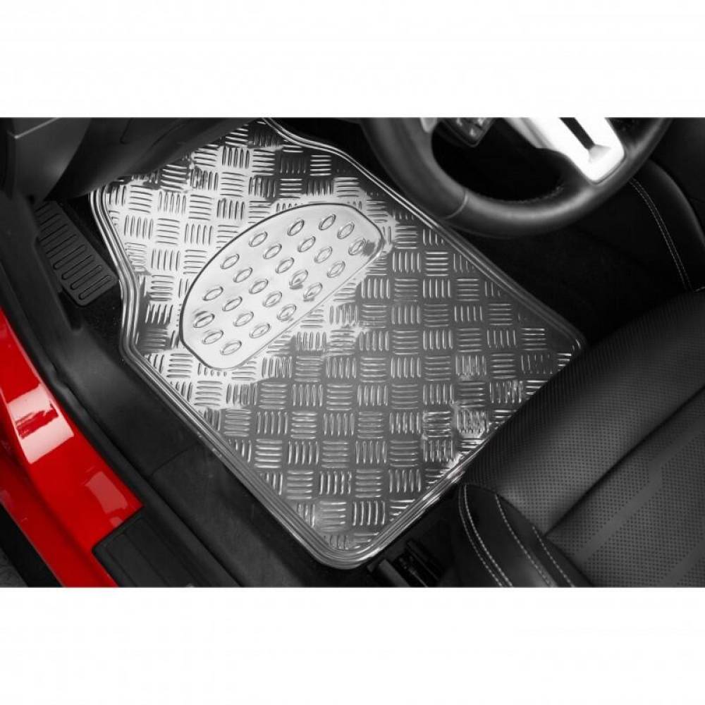 Set 4 covorase universale 65x47, din cauciuc cu aspect aluminiu, argintiu, APA1000 Race Sport