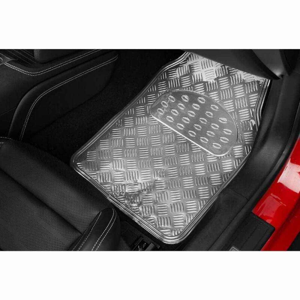 Set 4 covorase universale 65x47, din cauciuc cu aspect aluminiu, argintiu, APA1000 Race Sport