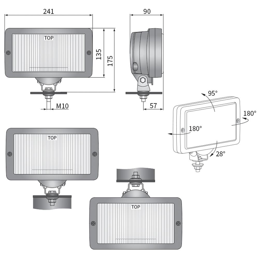 Proiector faza lunga si pozitie 241x135, dreptunghiular, carcasa plastic, rama neagra, 43300 Zelmot, Wesem