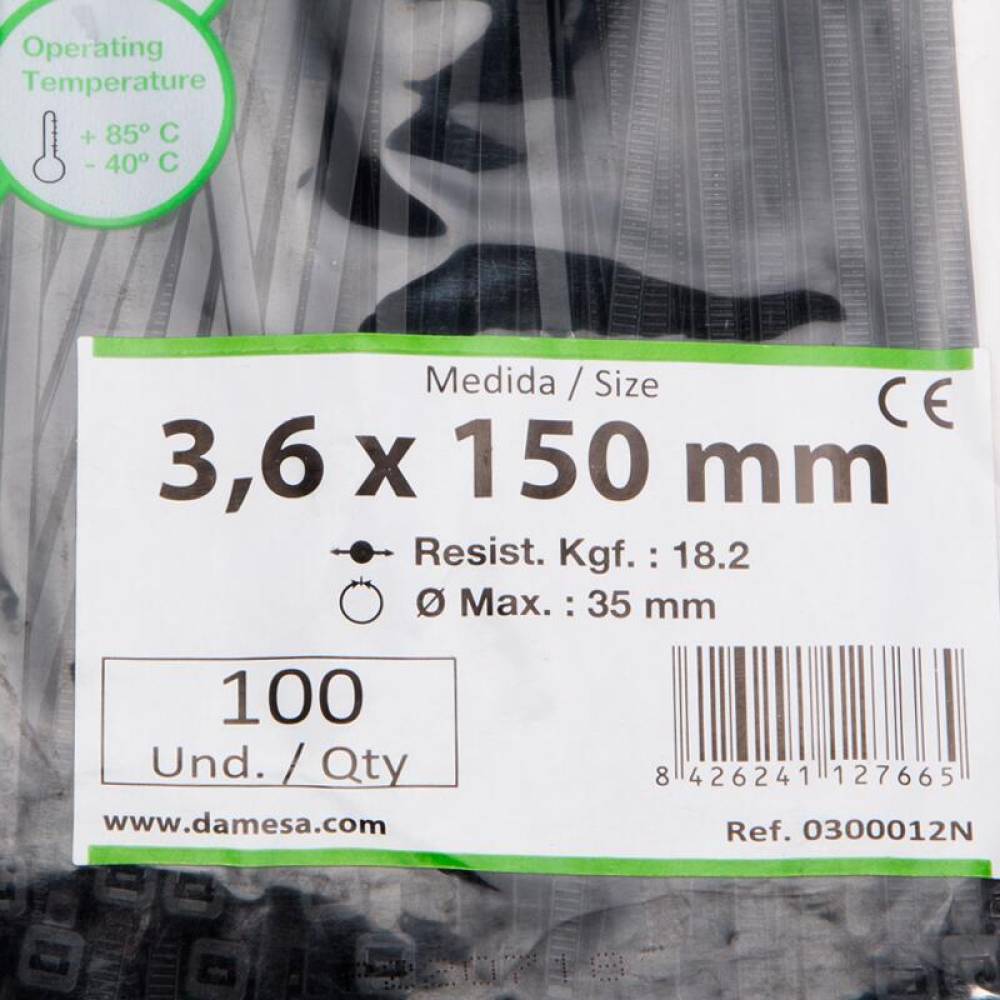 Set 100 coliere plastic 150x3.6mm, negre, 300012N Cofil