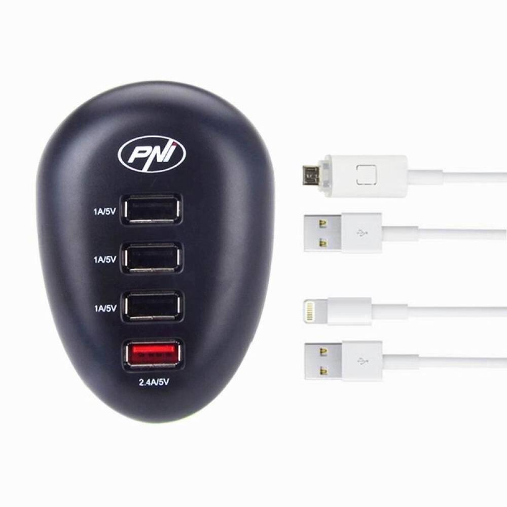 Incarcator 220V-> 4xUSB 3x1.0A+1x2.4A HC41 PNI