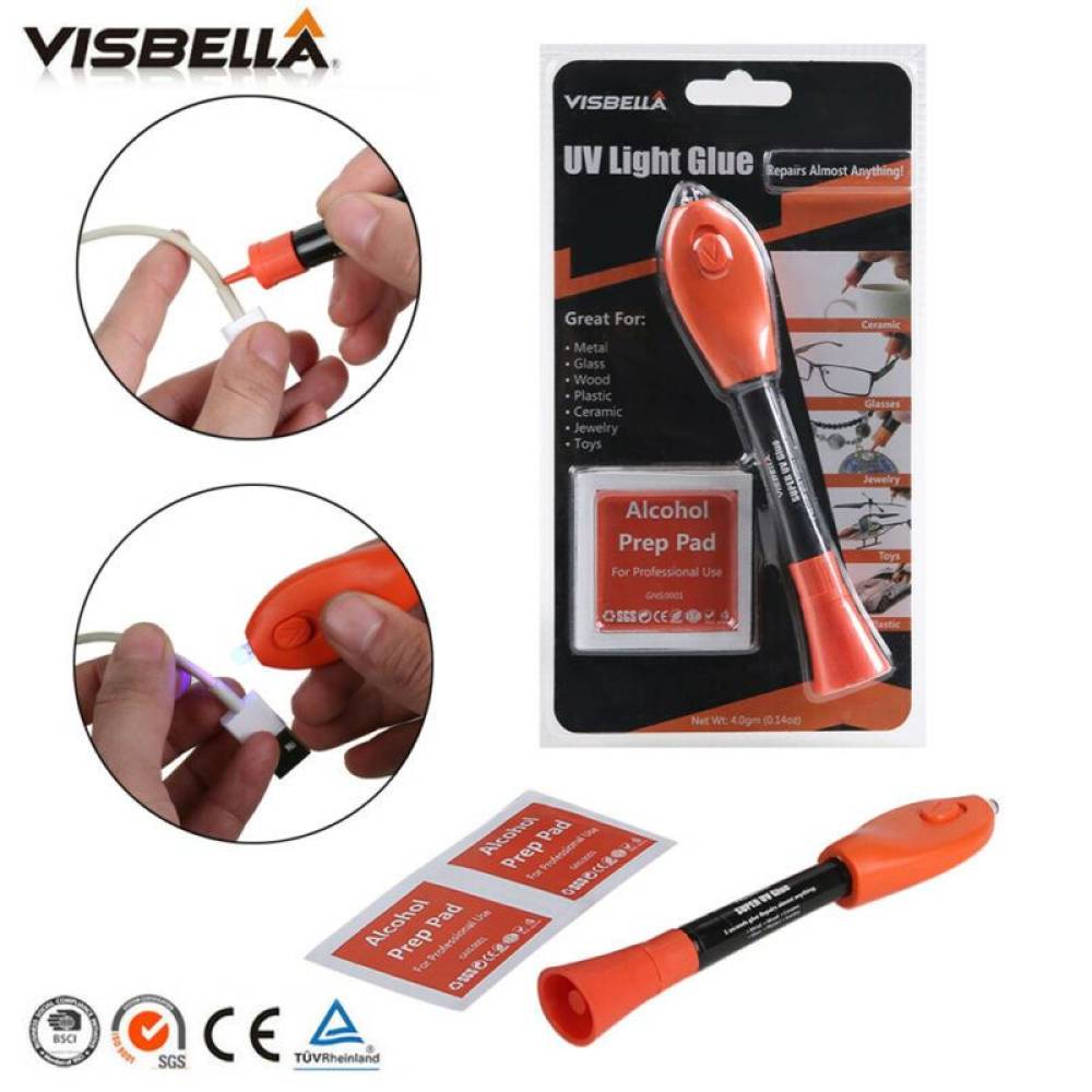 Solutie lipit, adeziv lichid cu lumina UV cu lanterna, 4g, UQ0004CR5P Visbella