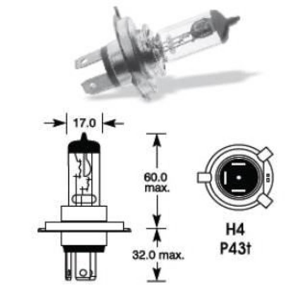 Bec H4 12V 60/55W P43 2263 Vecta