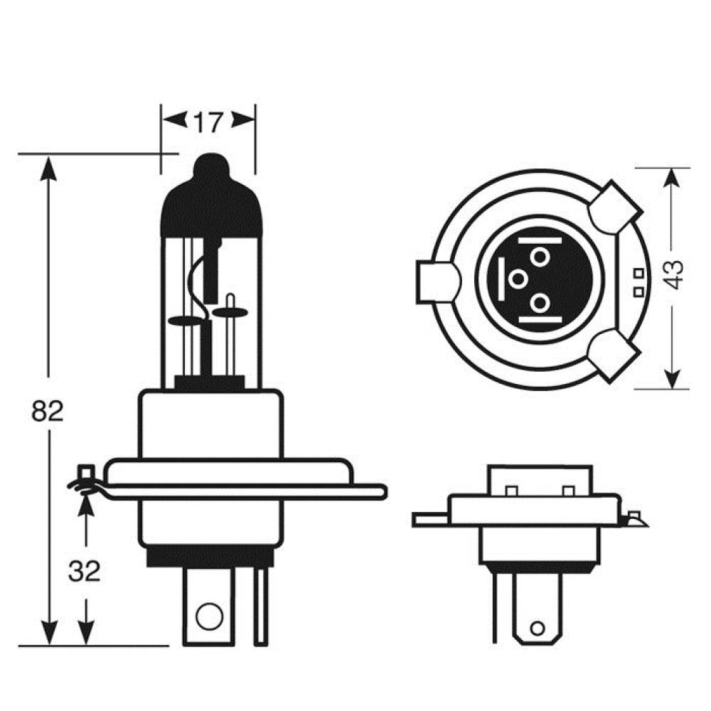 Bec H4, 12V, 60/55W, P43, CRT1, R472 Ring