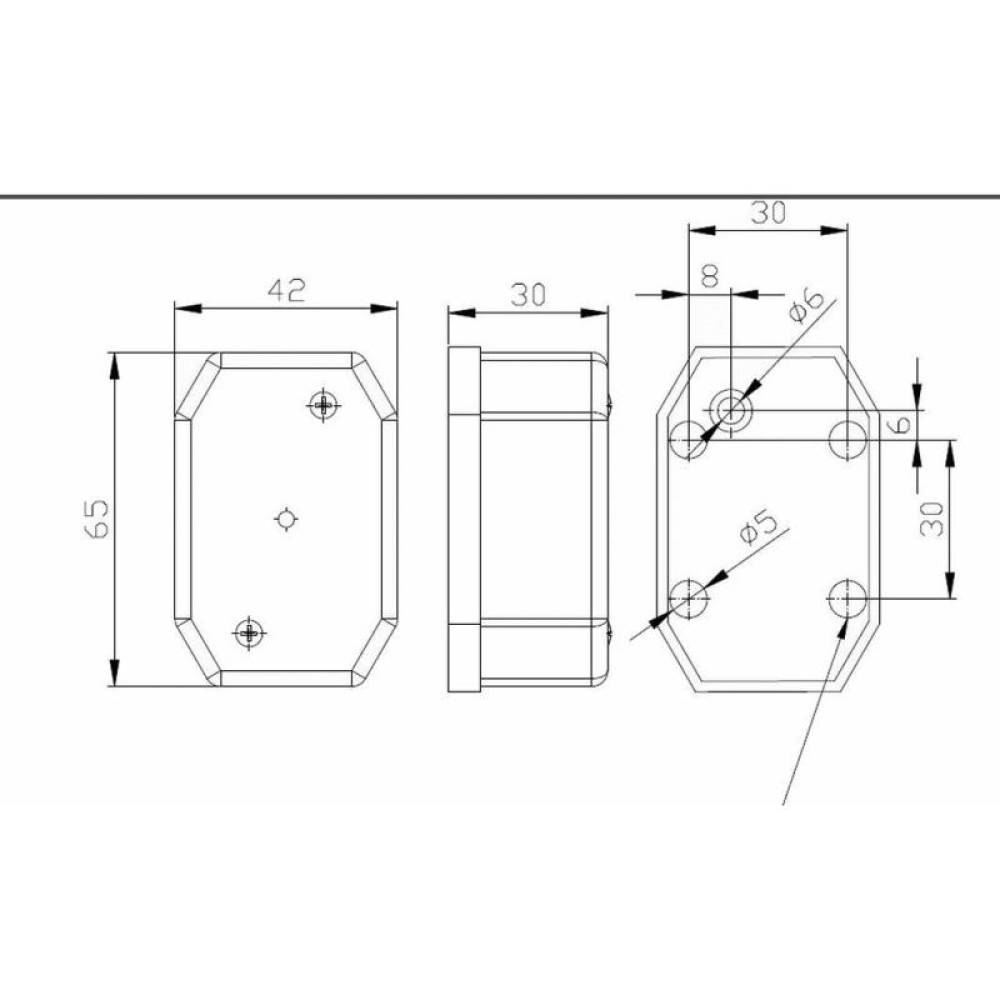 Lampa gabarit 63x42, LED, galbena, suport lateral, FT-001-Z2 Fristom