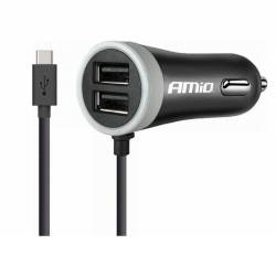 Incarcator auto Tip C, 12/24V, 2.1A, 2 USB, 02058 Amio