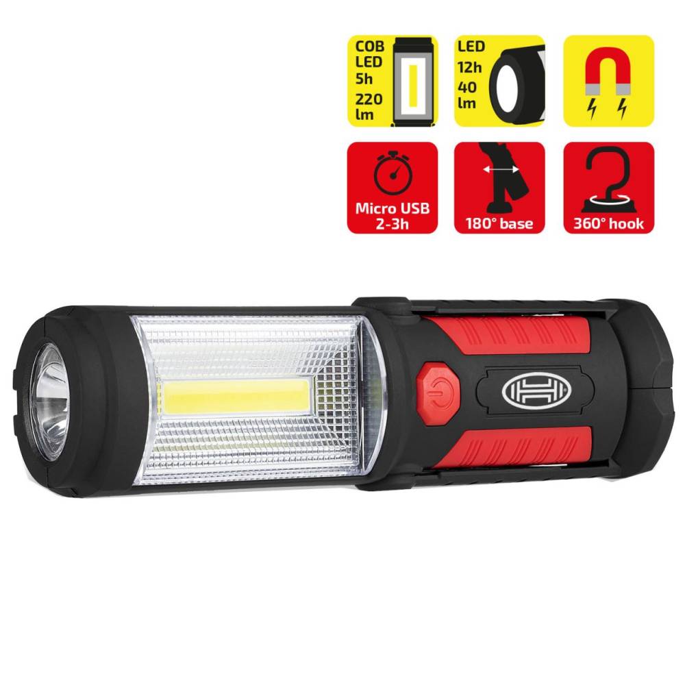 Lampa lucru LED reincarcabila, microUSB, magnet, Cob-LED Lamp PRO, 575.10 Heyner