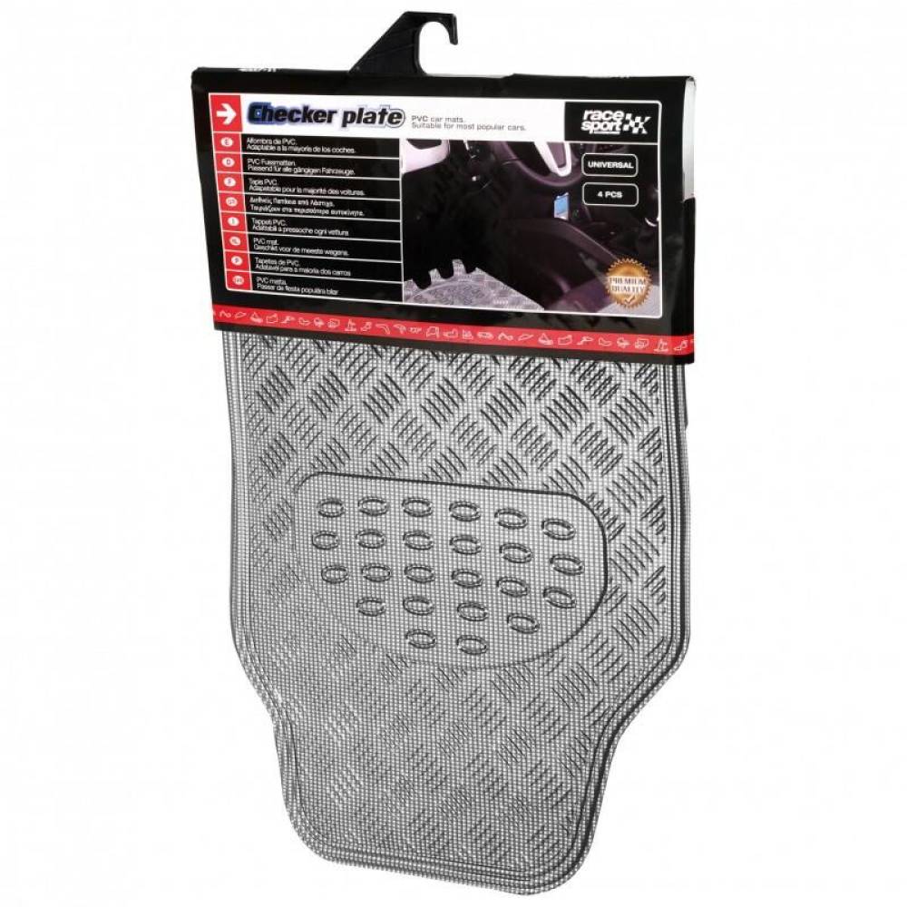 Set 4 covorase universale 65x47, din cauciuc cu aspect aluminiu, carbon, APA4000 Race Sport