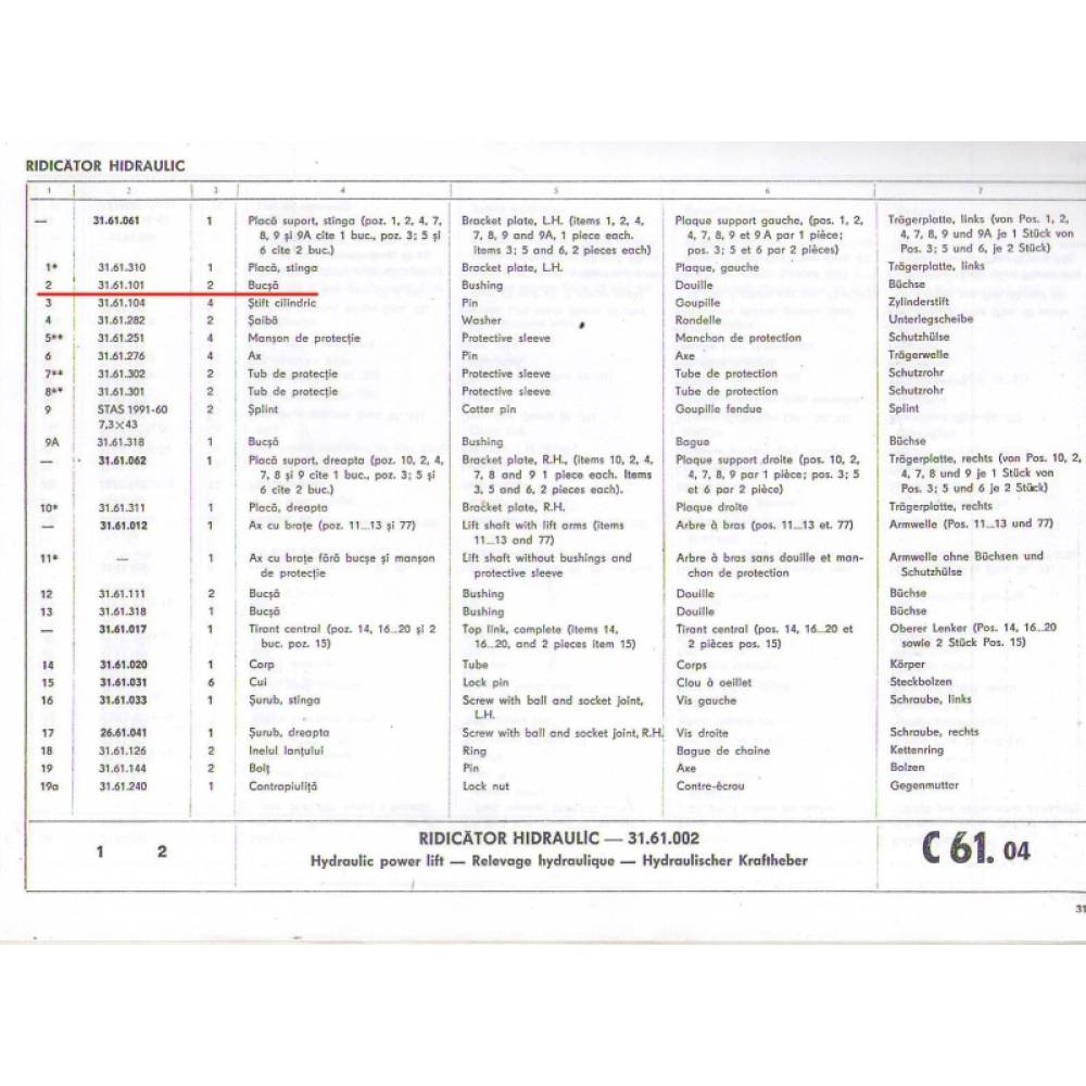 Bucsa tirant 101 mare U650 31.61.101 ASpeed