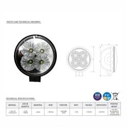 Proiector lucru fi 82, LED, 12-24V, 14W, 700lm, flood, L0094F-1