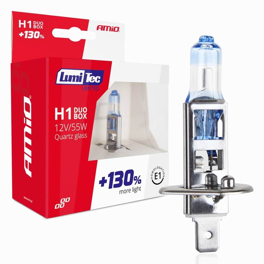Set 2 becuri H1 12V/55W, +130%, 5000K, LumiTec Limited 01404 Amio