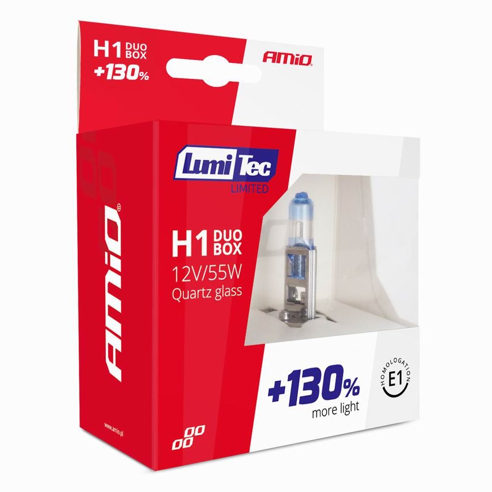 Set 2 becuri H1 12V/55W, +130%, 5000K, LumiTec Limited 01404 Amio
