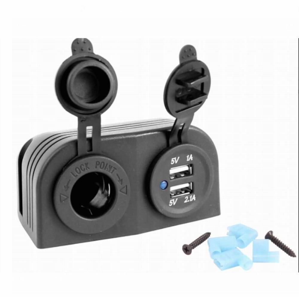 Priza bricheta cu 2 USB, 1A+2.1A, cu capace 12/24V Cyrus 42561 CarCo 