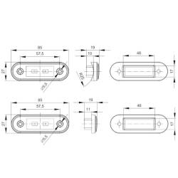 Lampa gabarit 78x22, LED, rosie, 12-30V, FT-015/C Fristom 