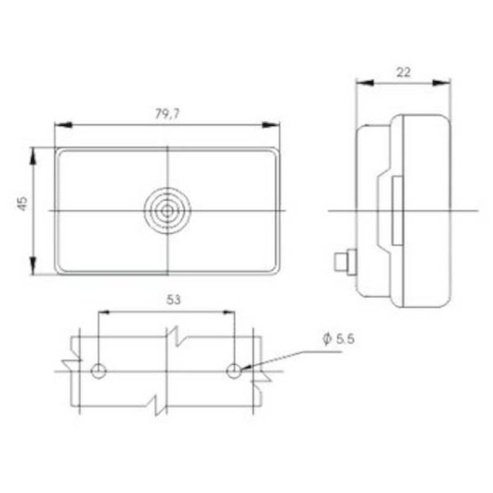 Lampa gabarit 80x45, bec, rosie, fara suport, 12-24V, G17 Gmak  