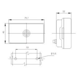 Lampa gabarit 80x45, bec, rosie, fara suport, 12-24V, G17 Gmak  
