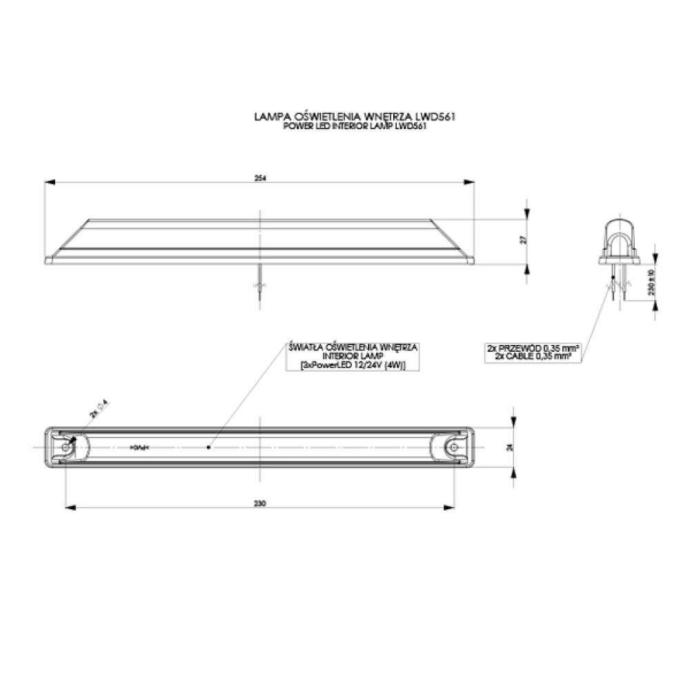 Lampa interior plafon 254x24 LWD561 LED, aplicata, alba Horpol Lampa interior plafon 254x24 LWD561 LED, aplicata, alba Horpol