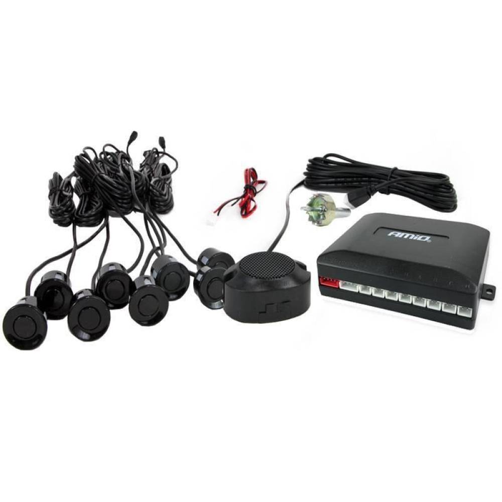 Set 8 senzori parcare 4 spate 4 fata, negri, fi22, cu alarma 01575 Amio