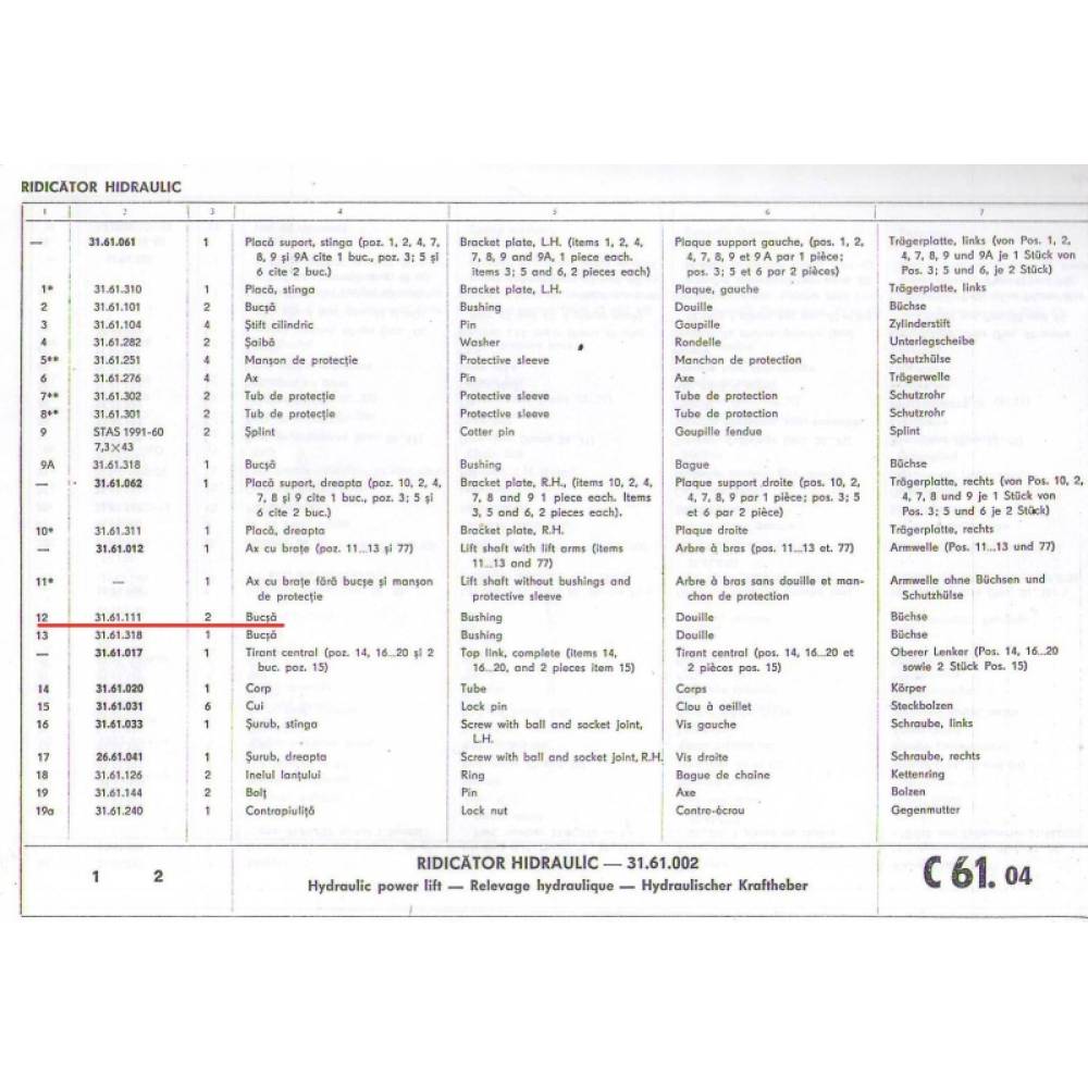 Bucsa tirant 111 U650 31.61.111 ASpeed