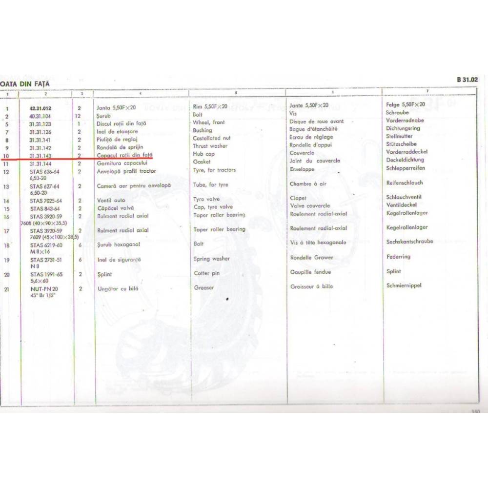 Capac rulment roata fata U650  31.31.143   AS-bd42/UTB31.31.143