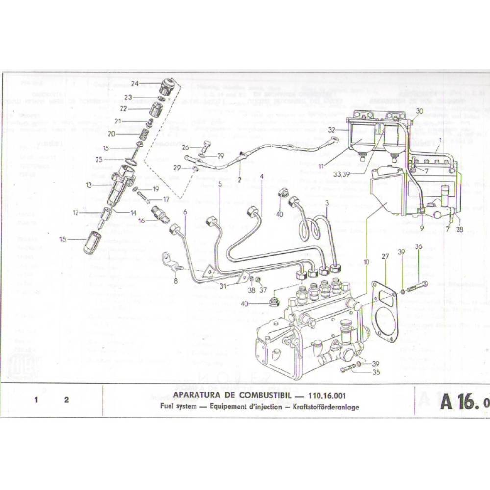 Set conducte injectoare complete cu clema fixare U650, UTB 110.16.017/018/019/020