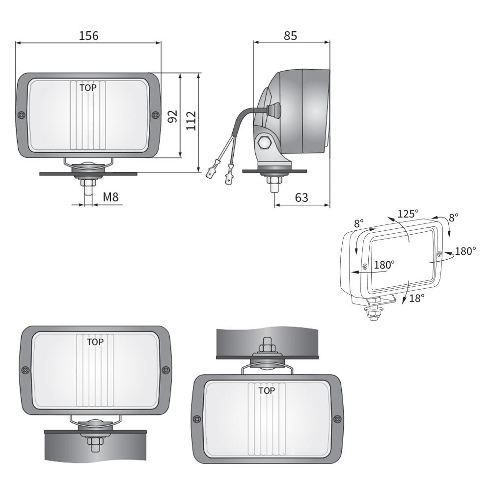 Proiector 156x92, dreptunghiular, faza lunga,  HP3 Wesem 16063 