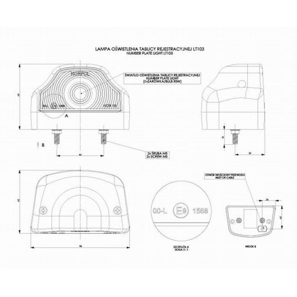 Lampa numar cu cocoasa, 96x60, LT103 Horpol
