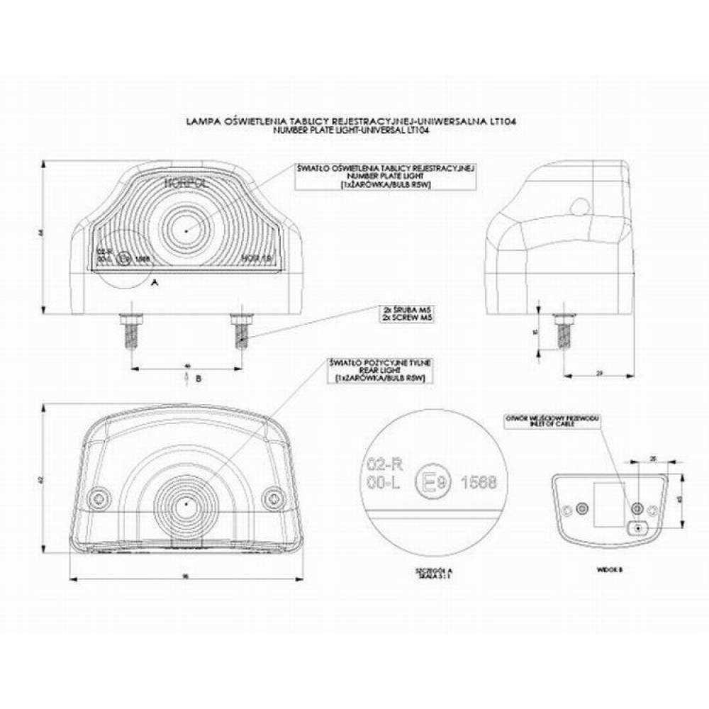 Lampa numar cocoasa 96x60, LT104 Horpol