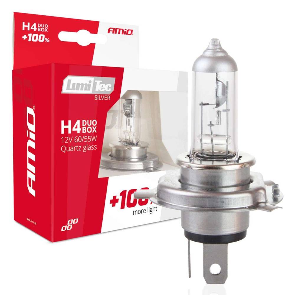 Set 2 becuri H4 12V 60-55W +100%, 5000K, LumiTec Silver 01402 Amio