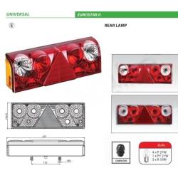 Lampa stop 420x150, 24V, 7 functii, cu triunghi, fara bec,  Europoint 2, Stanga, UCLER 0106lk, 98641